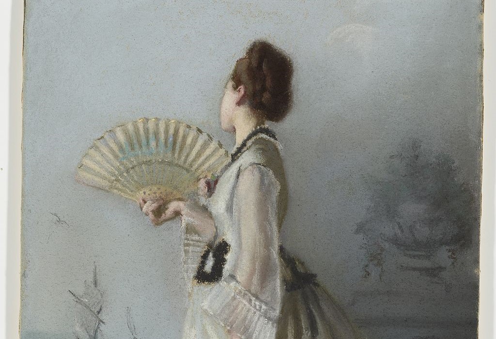 Eva Gonzalès, “Lady with a Fan,” 1869-70, Painting, Pastel on paper affixed to board